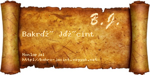 Bakró Jácint névjegykártya